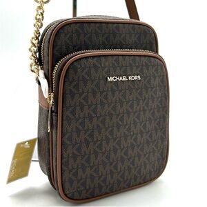 Michael Kors JST Medium Logo Crossbody Bag Brown Signature